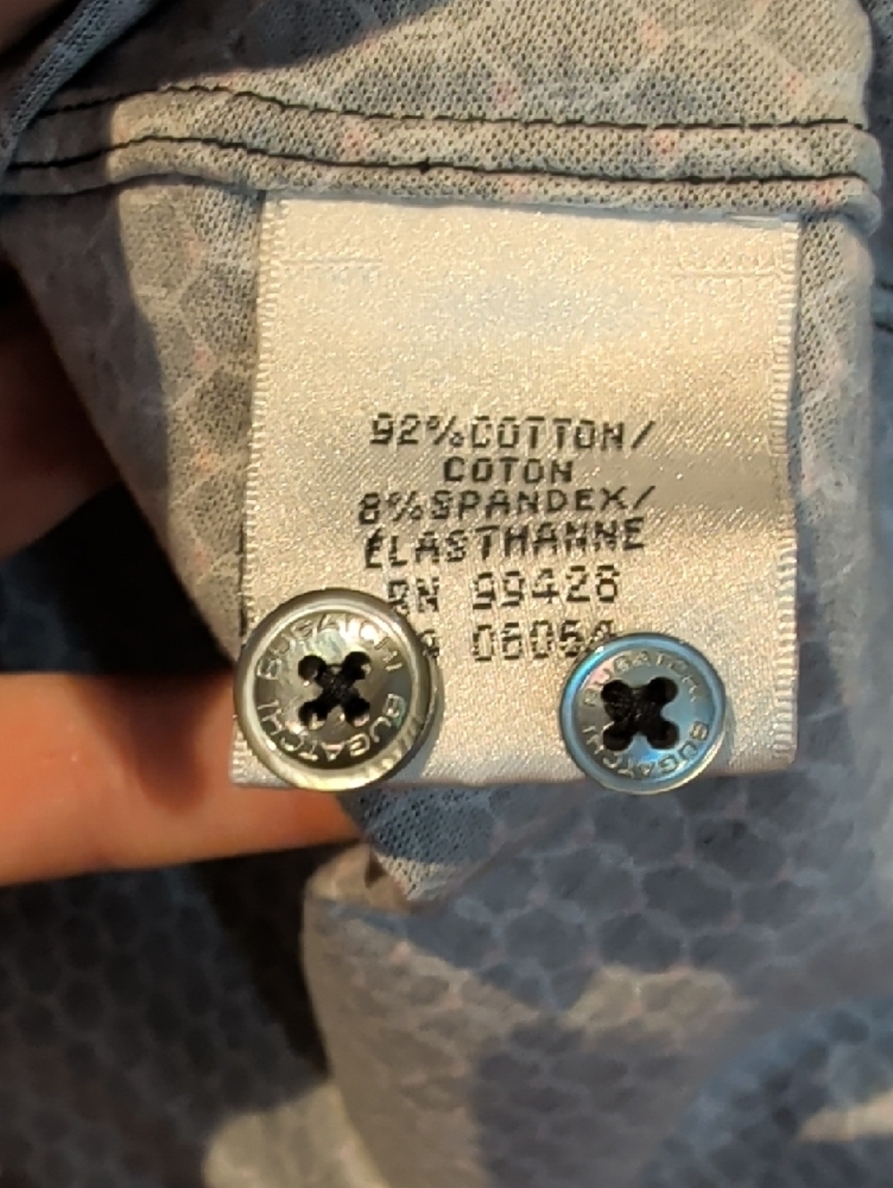 Bugatchi Black Shirt with White and Red Honeycomb Stitching - Picture 6 of 9